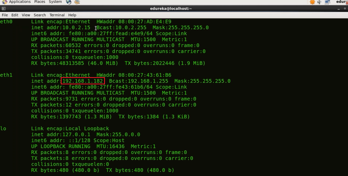 IP Address Of The Machine - Install Puppet - Edureka