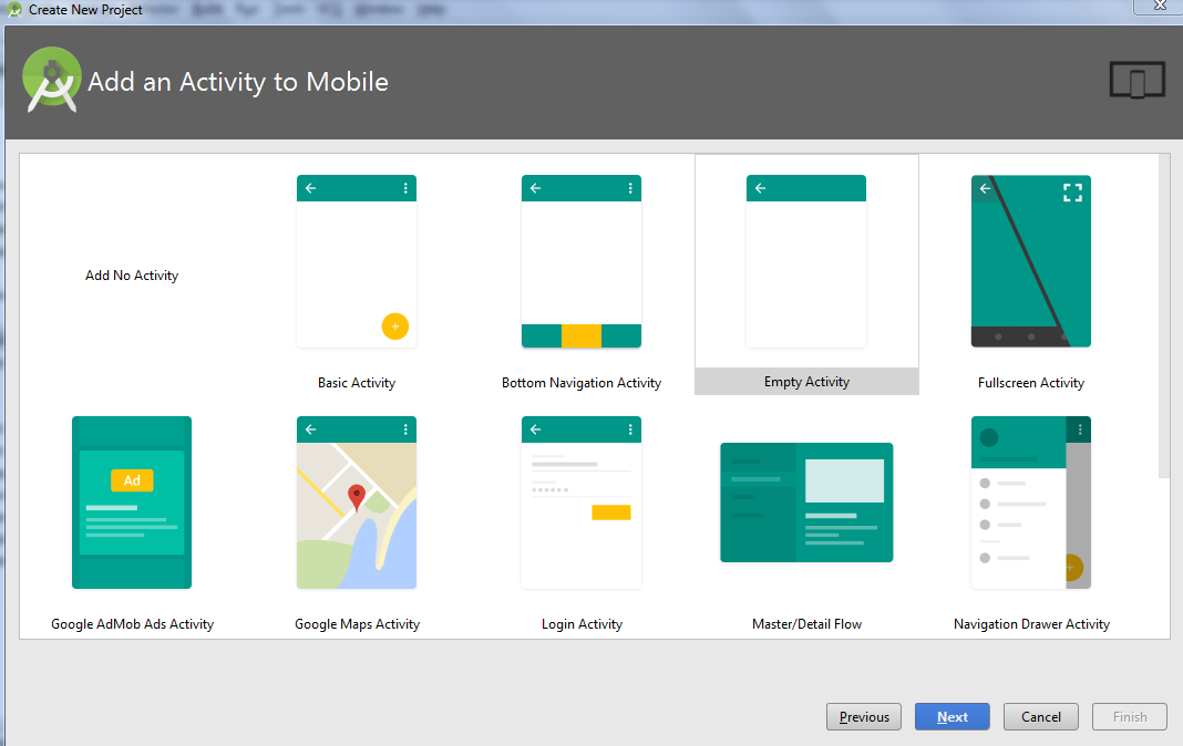 empty activity in android studio java code