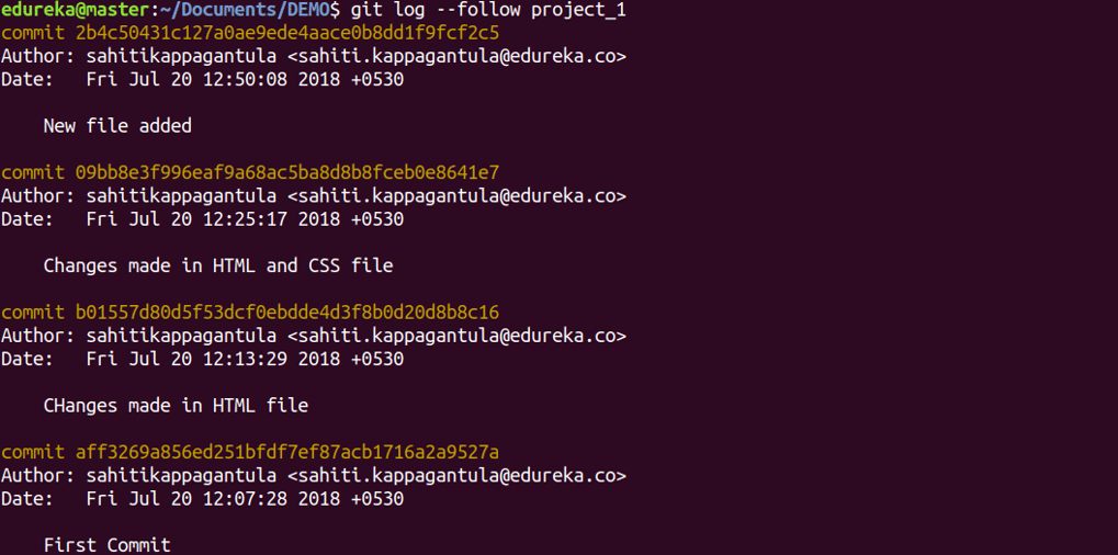 Git Log Command - Git Commands - Edureka