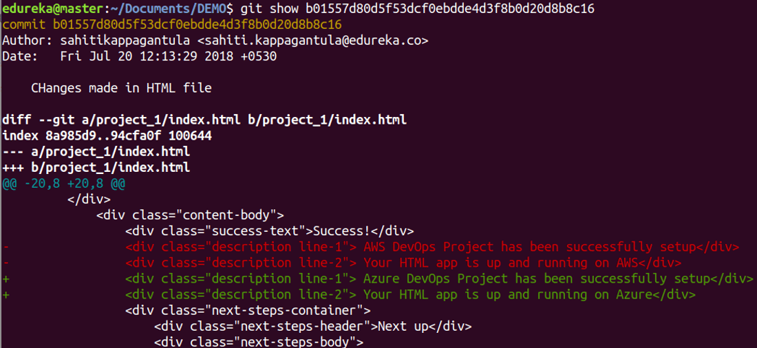 Git Show Command - Git Commands - Edureka