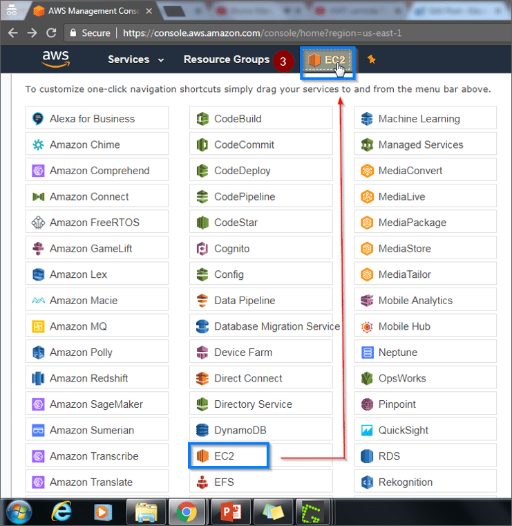 pinning shortcuts - AWS Console - Edureka
