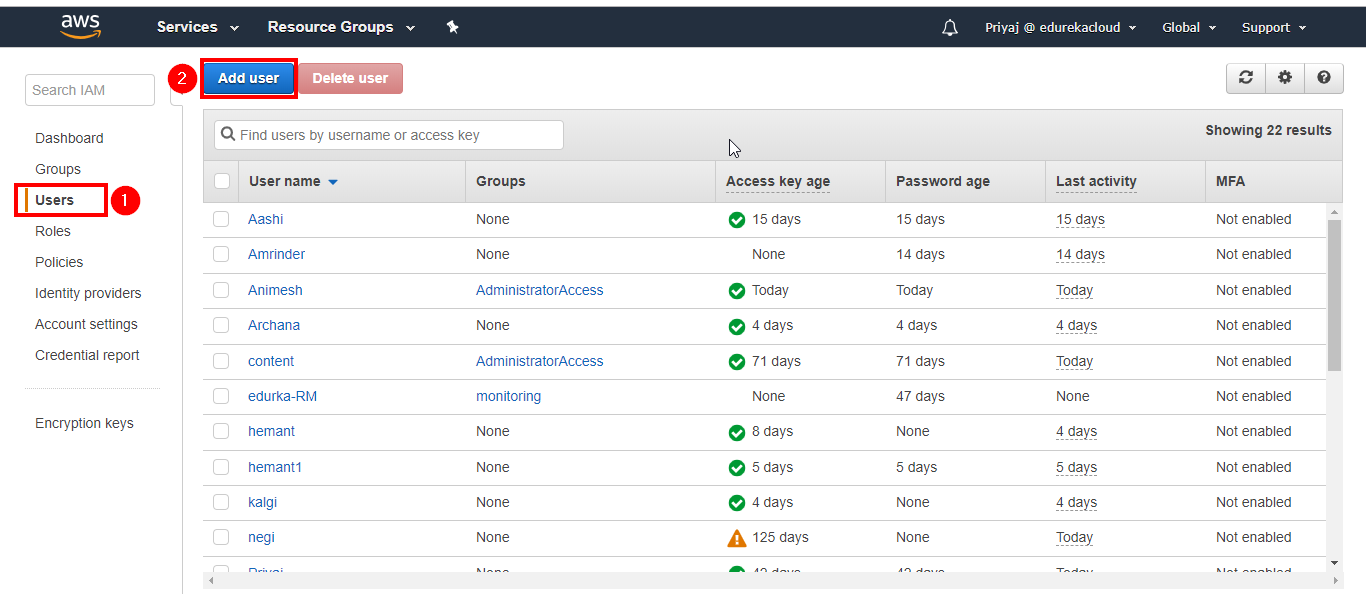 Create IAM User - Aws Migration - Edureka