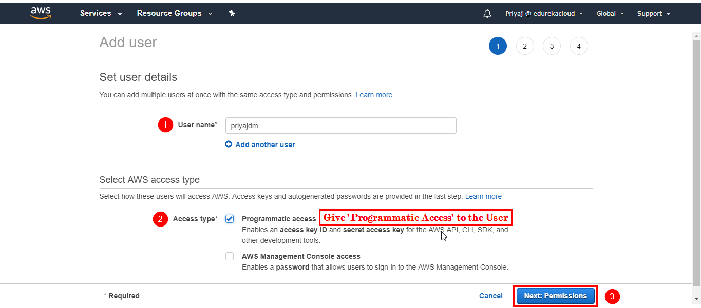 Create IAM User - Aws Migration - Edureka