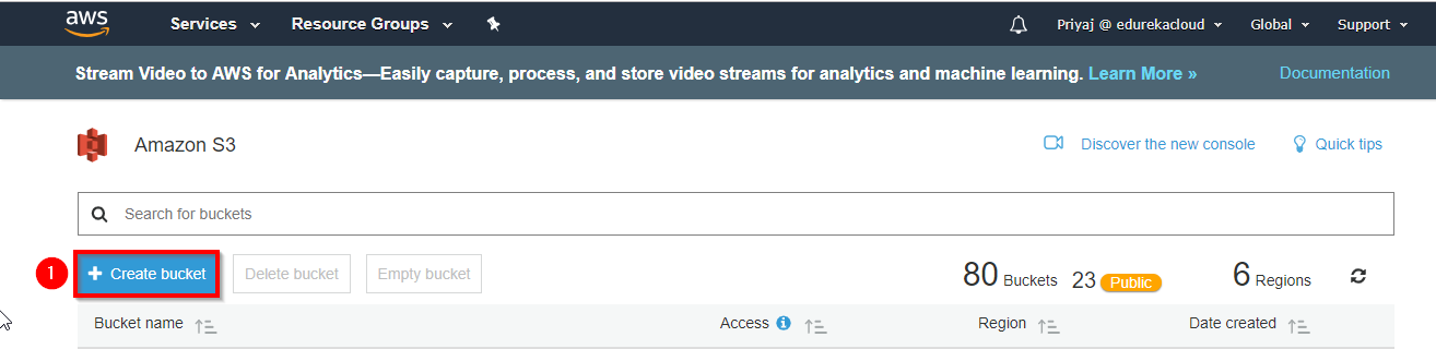 Create S3 Bucket - Aws Migration - Edureka