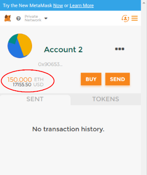 MetaMask account2 balance - Truffle Ethereum tutorial - Edureka