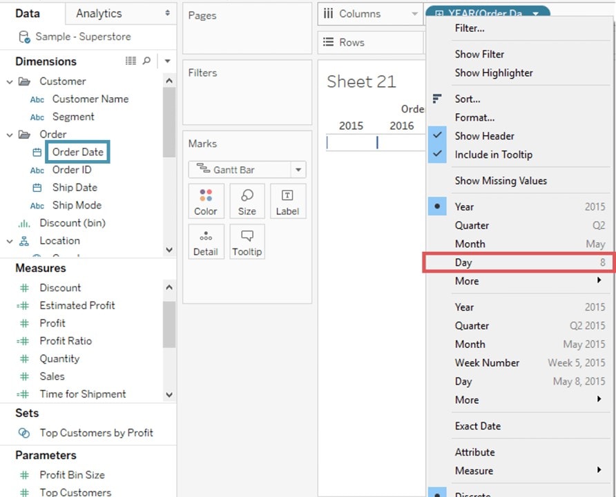 Tableau Gantt Chart Minutes