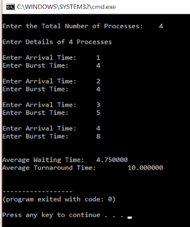 Shortest job first scheduling algorithm in c