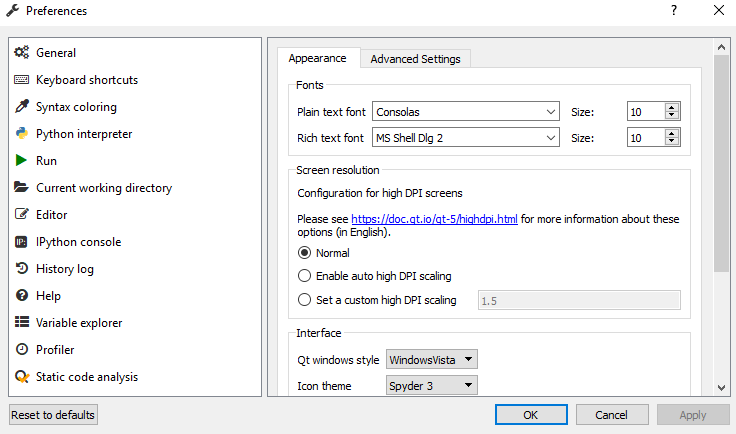 Preferences-Python Spyder IDE-Edureka