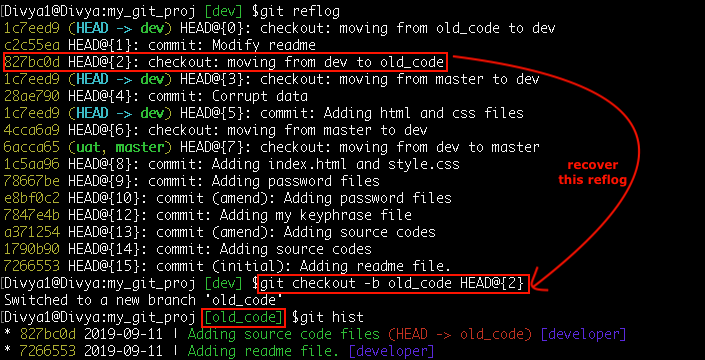 reflog-recover deleted branch and its work- common git mistakes -Edureka