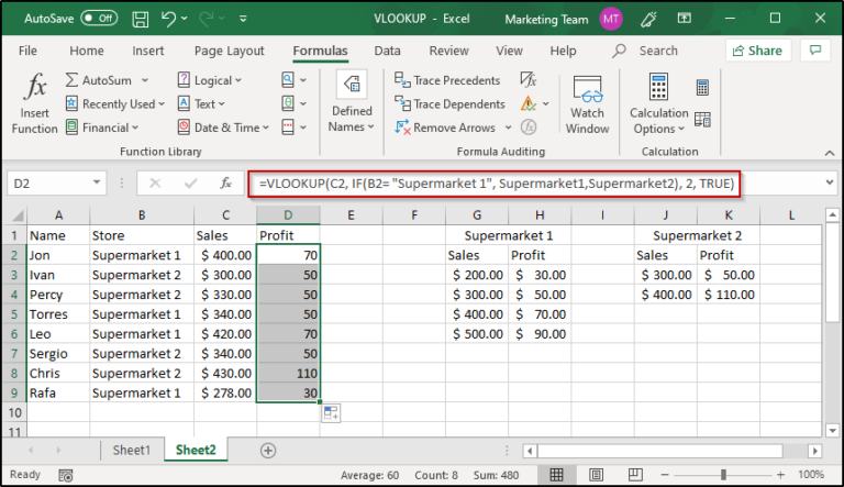 Excel Vlookup Table