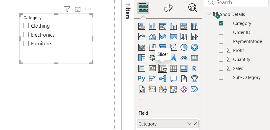 Select the Slicer Visual